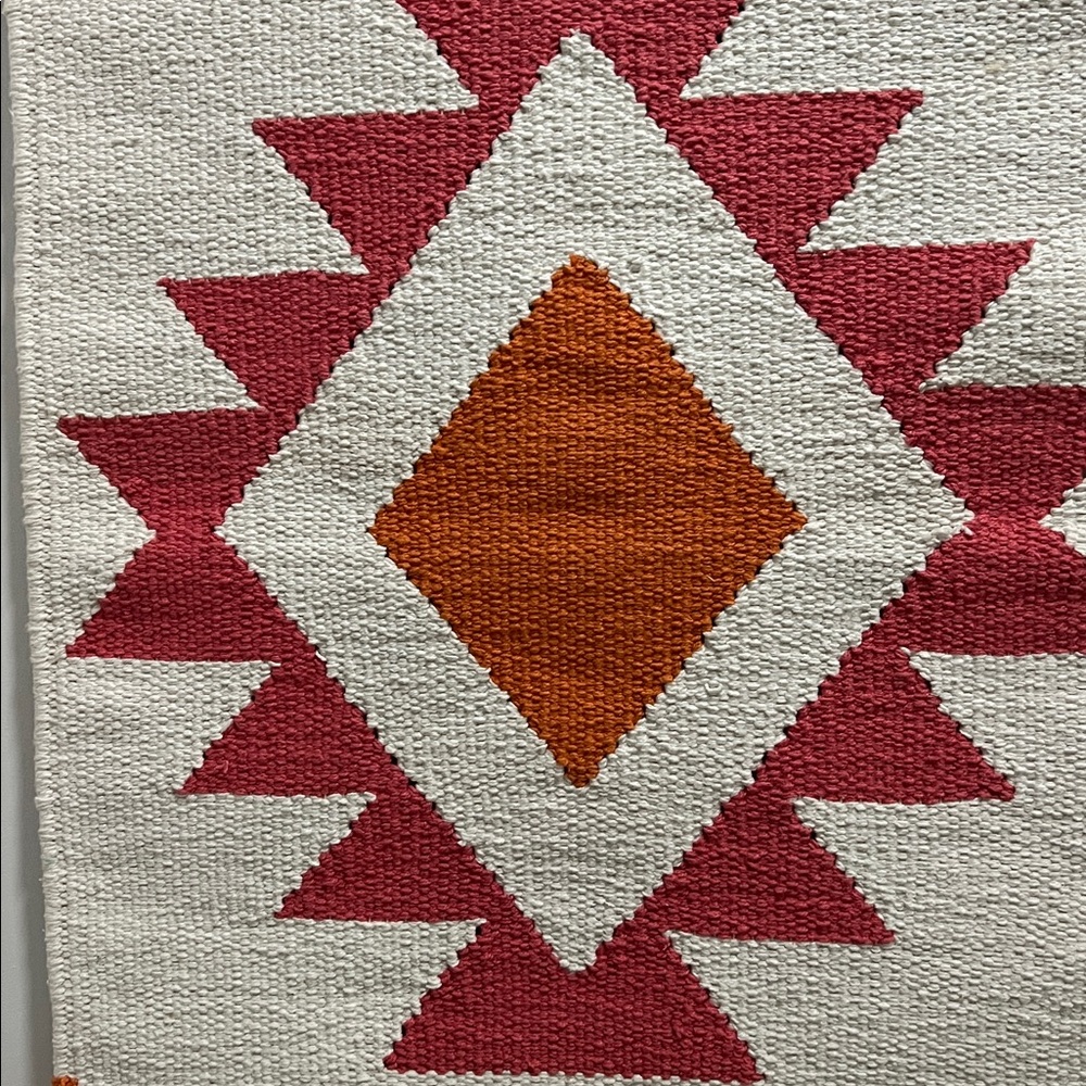 Woven Yarn Wall Hanging Orang/Pink/Off-White - Picture 3 of 8